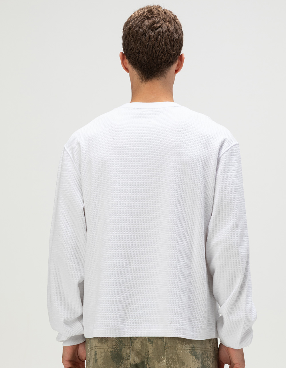 RSQ Mens Washed Boxy Thermal - WHITE