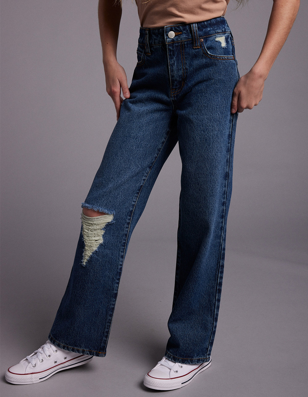 RSQ Girls High Rise Wide Leg Jeans - Dark Wash