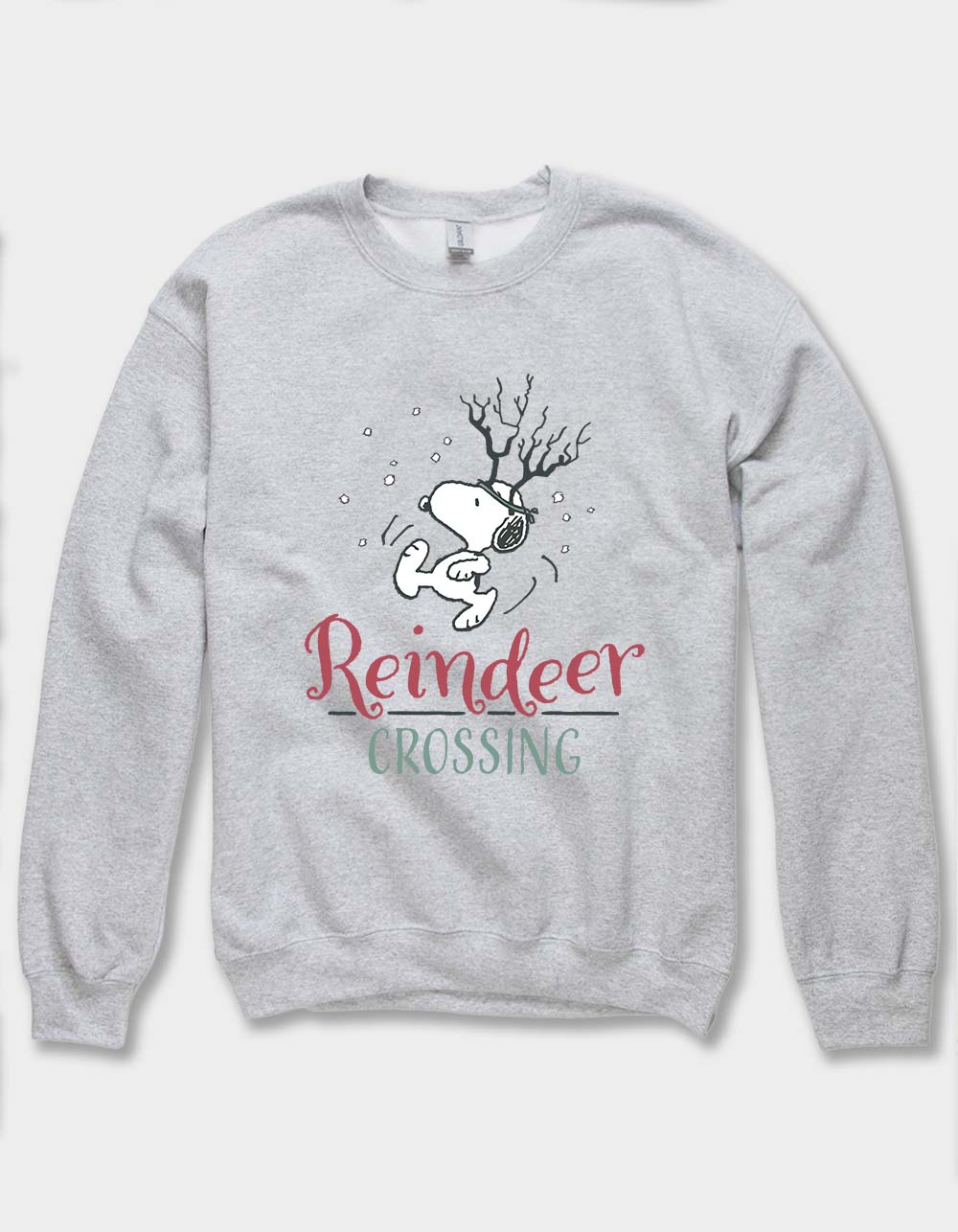 PEANUTS Reindeer Crossing Unisex Crewneck Sweatshirt - HEATHER GRAY