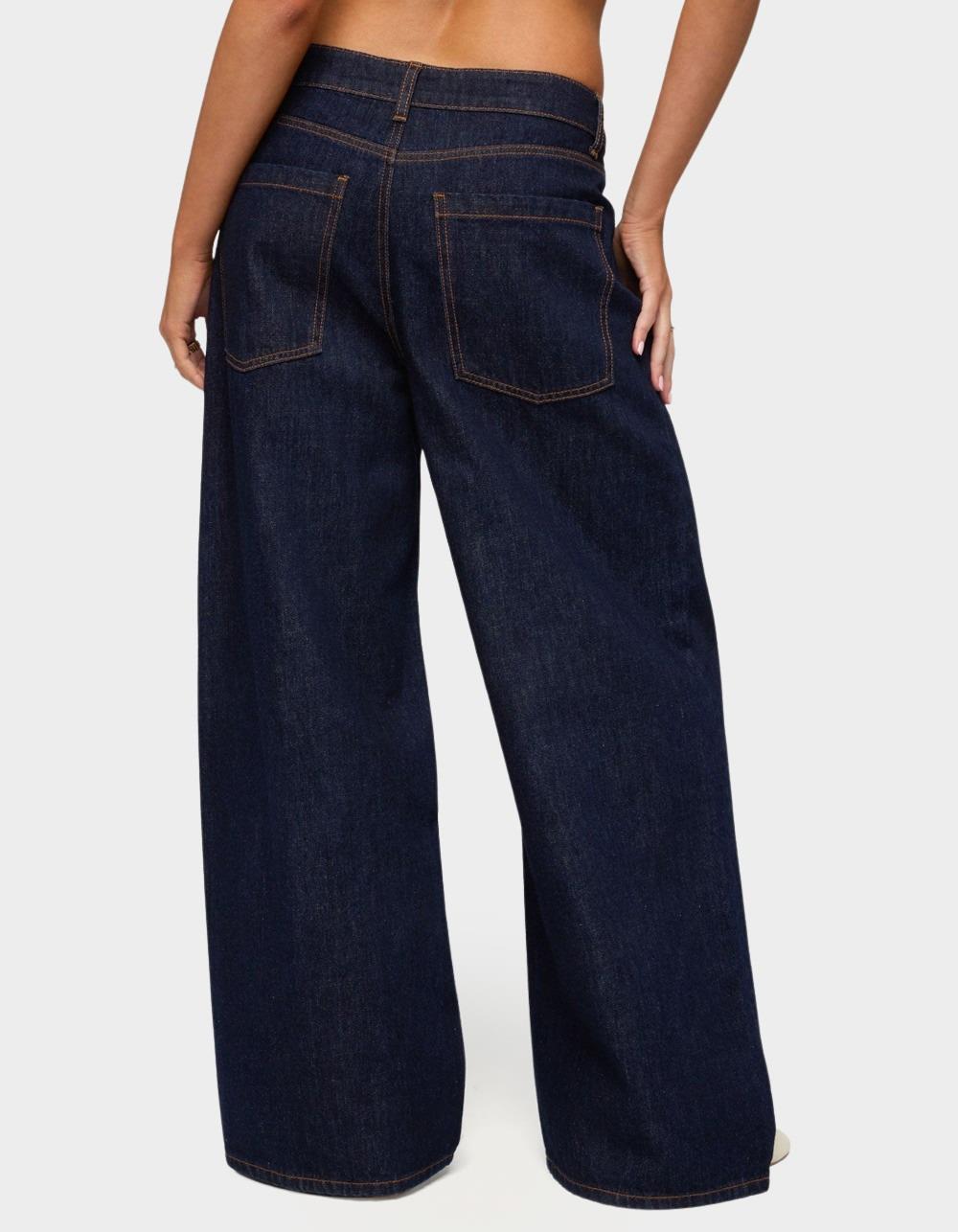 EDIKTED Juanita Low Rise Baggy Jeans - DARK BLUE