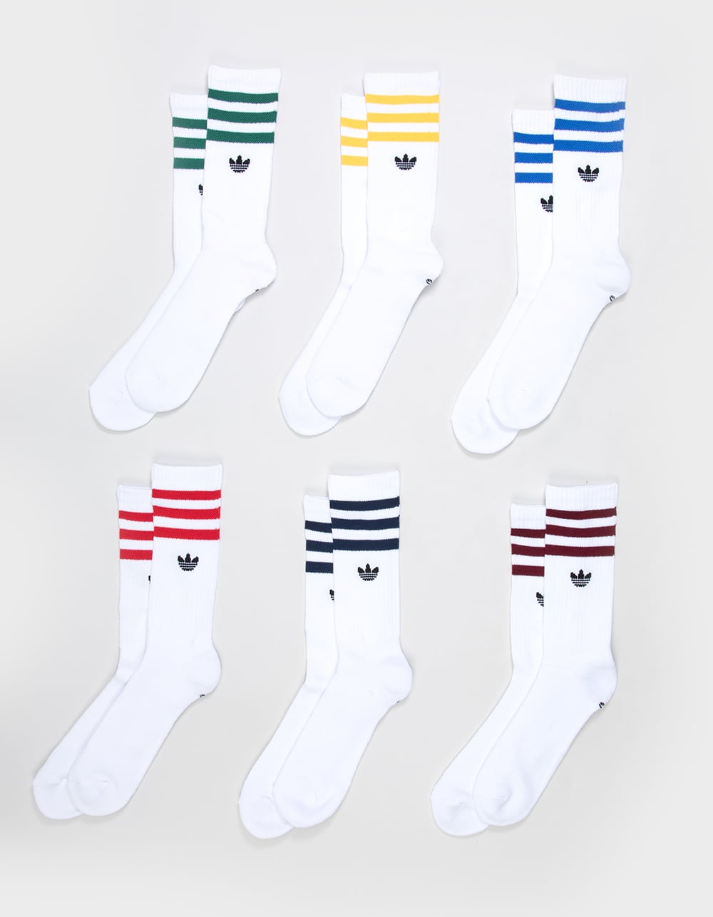ADIDAS Originals Roller 6 Pack Crew Socks - WHITE COMBO