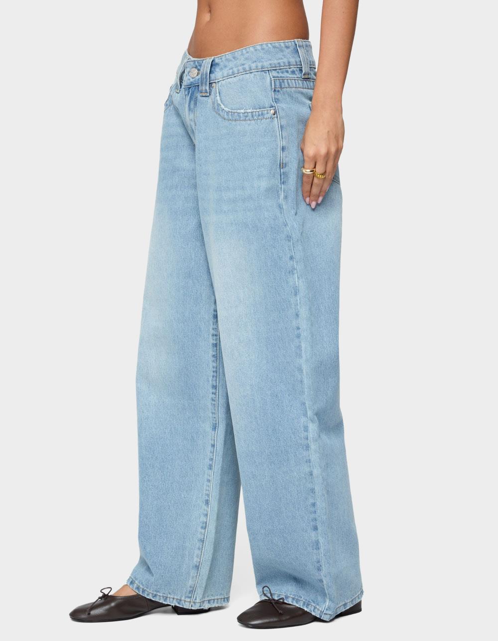 EDIKTED Rivka Low Rise Straight Leg Jeans - LIGHT BLUE