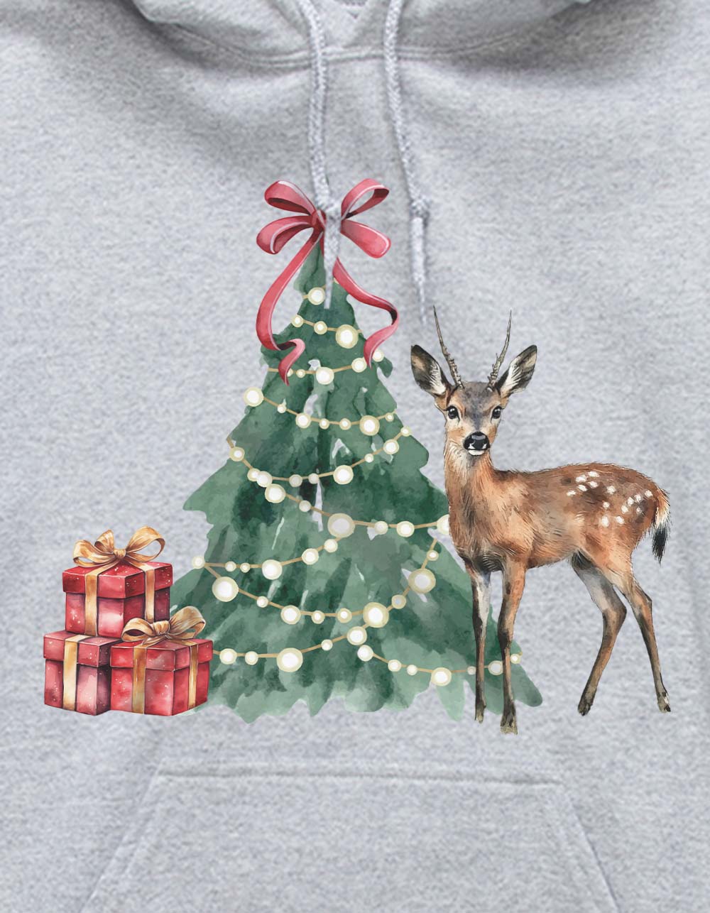 TREE Deer Visitor Unisex Hoodie - HEATHER GRAY