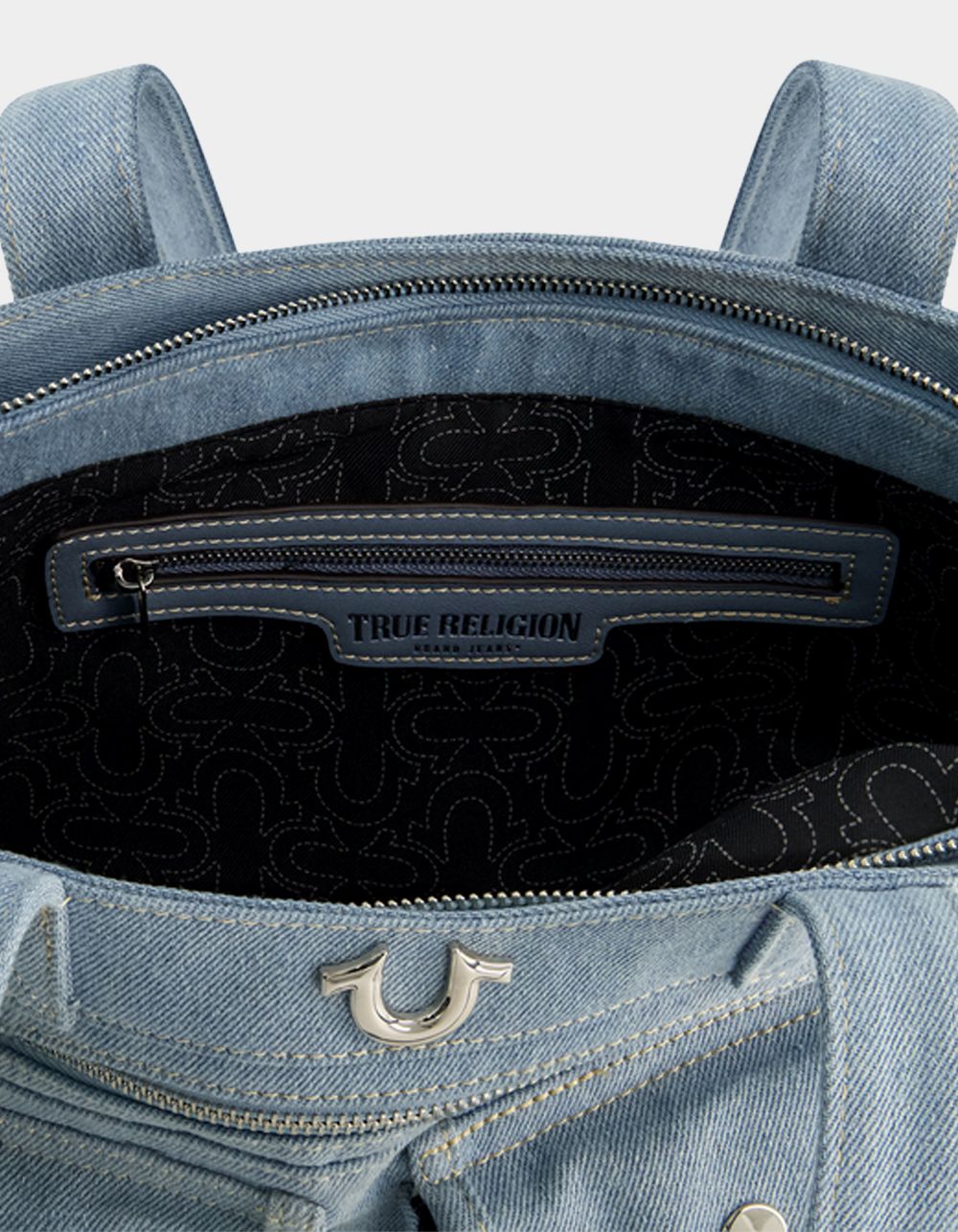 TRUE RELIGION Multi-Pocket Denim Tote Bag - DENIM