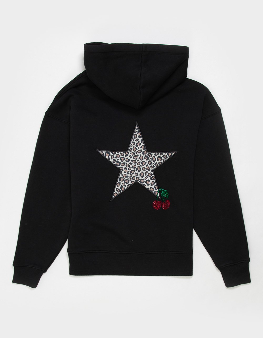 FULL TILT Leopard Star Girls Hoodie - BLACK