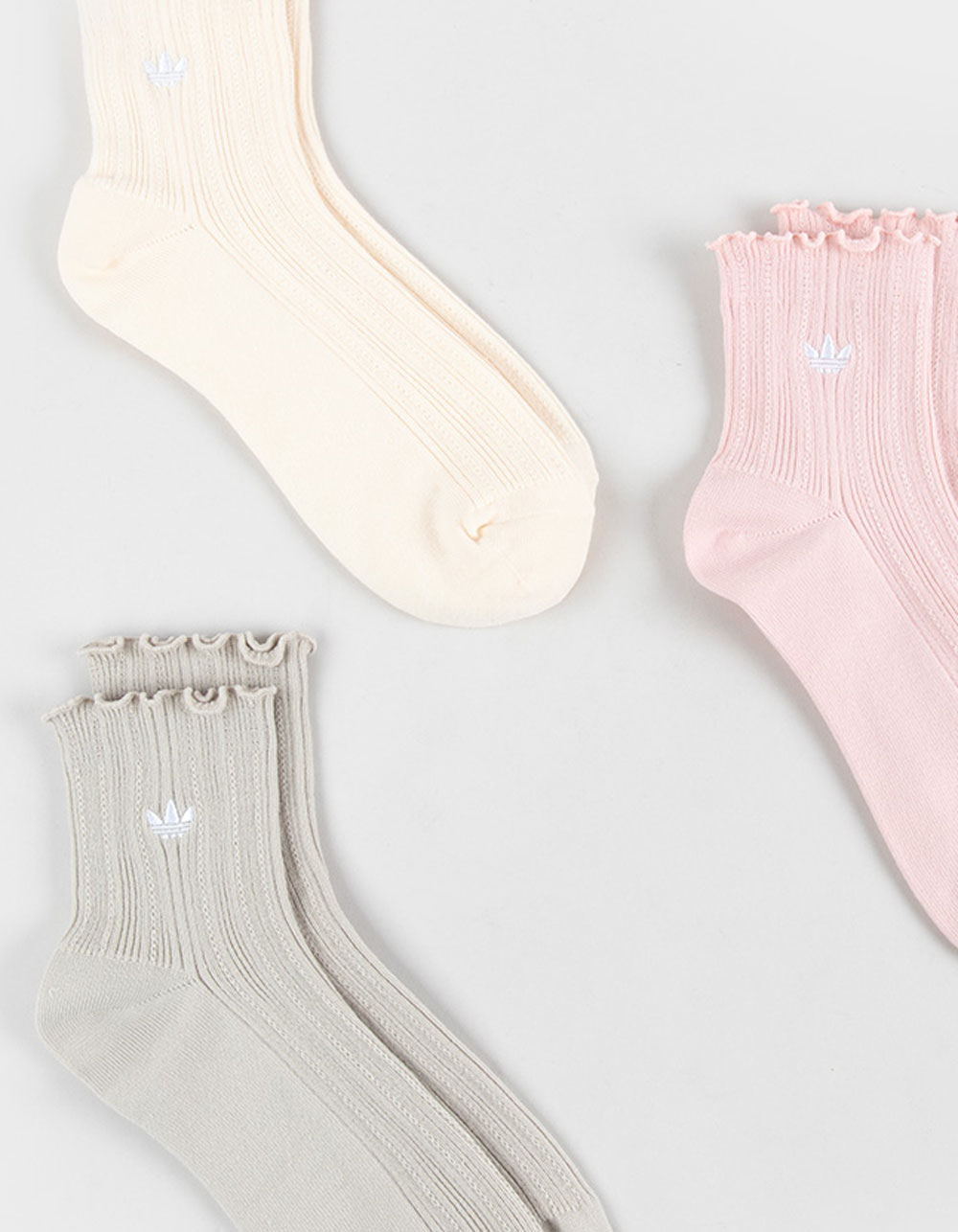 ADIDAS Originals 3 Pack Ruffle Quarter Womens Socks - MULTI
