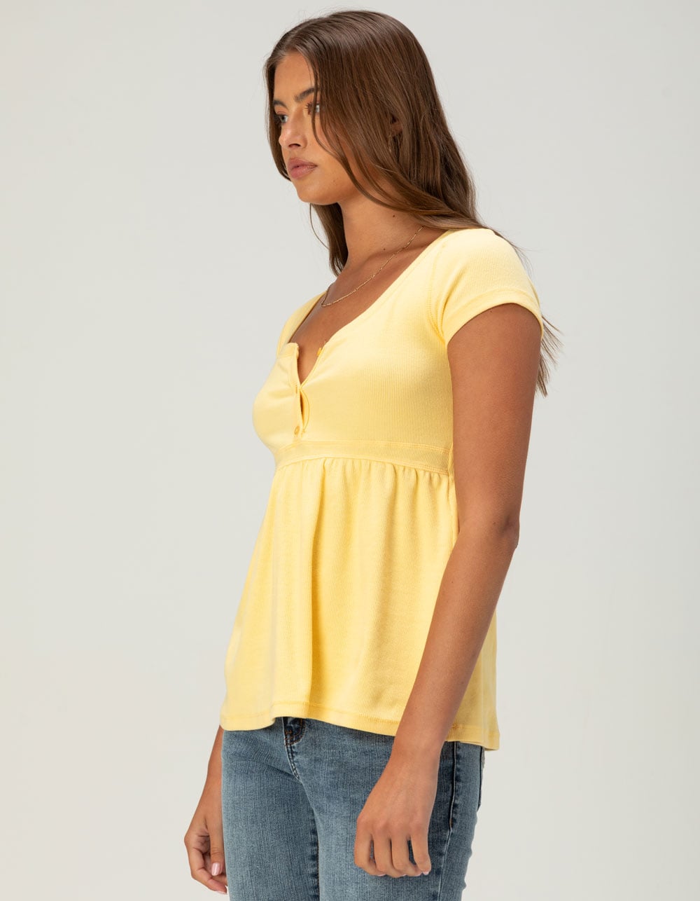 RSQ Womens Babydoll Top - YELLOW