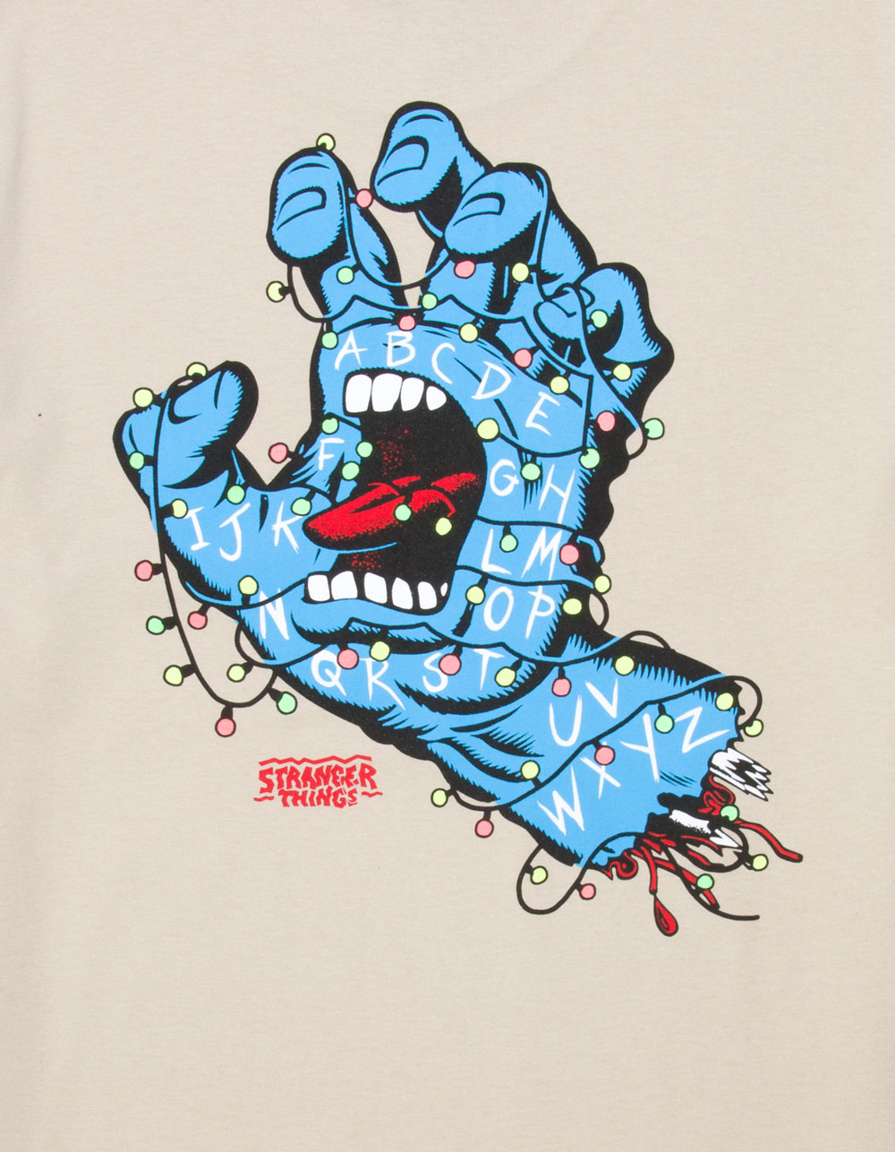 SANTA CRUZ x Stranger Things Screaming Lights Mens Tee - SAND