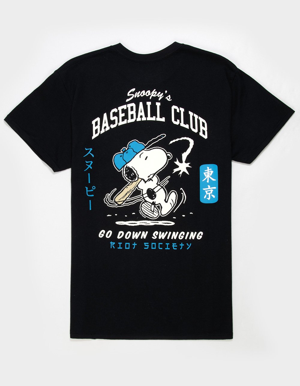 RIOT SOCIETY x Peanuts Snoopy's Baseball Club Mens Tee - BLACK