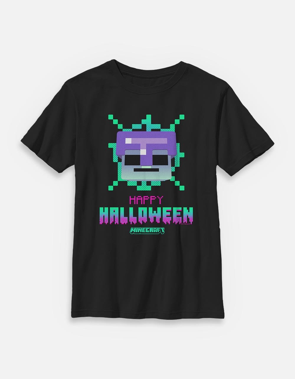 MINECRAFT Halloween Web Unisex Kids Tee - BLACK
