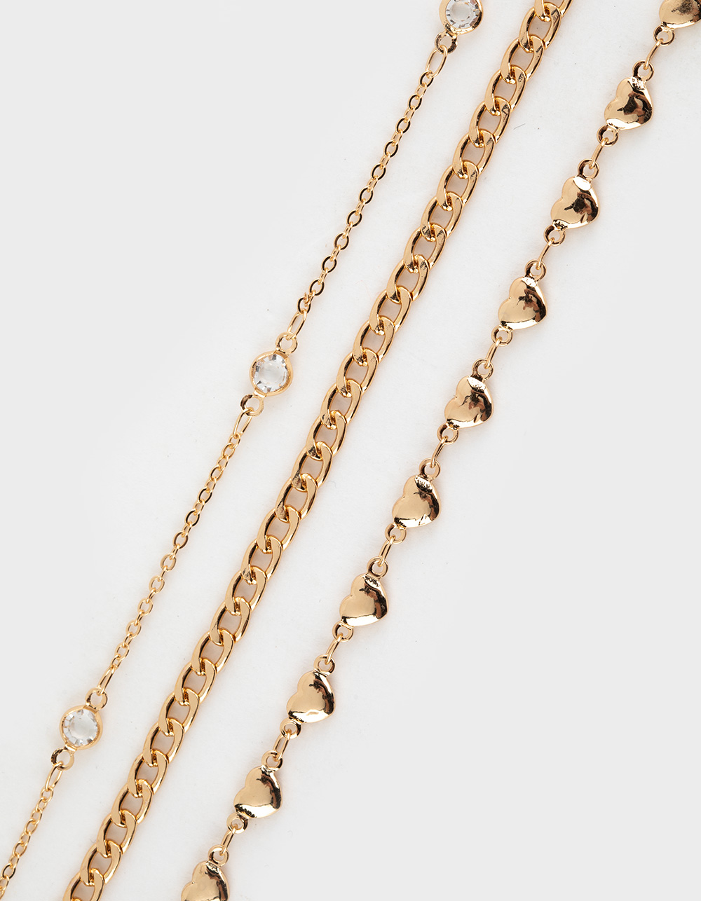 FULL TILT 5 Pack Chain/Heart Beaded Bracelet Set - GOLD