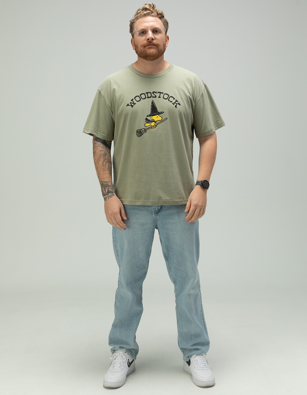 RSQ x Peanuts Woodstock Mens Oversized Tee - OLIVE