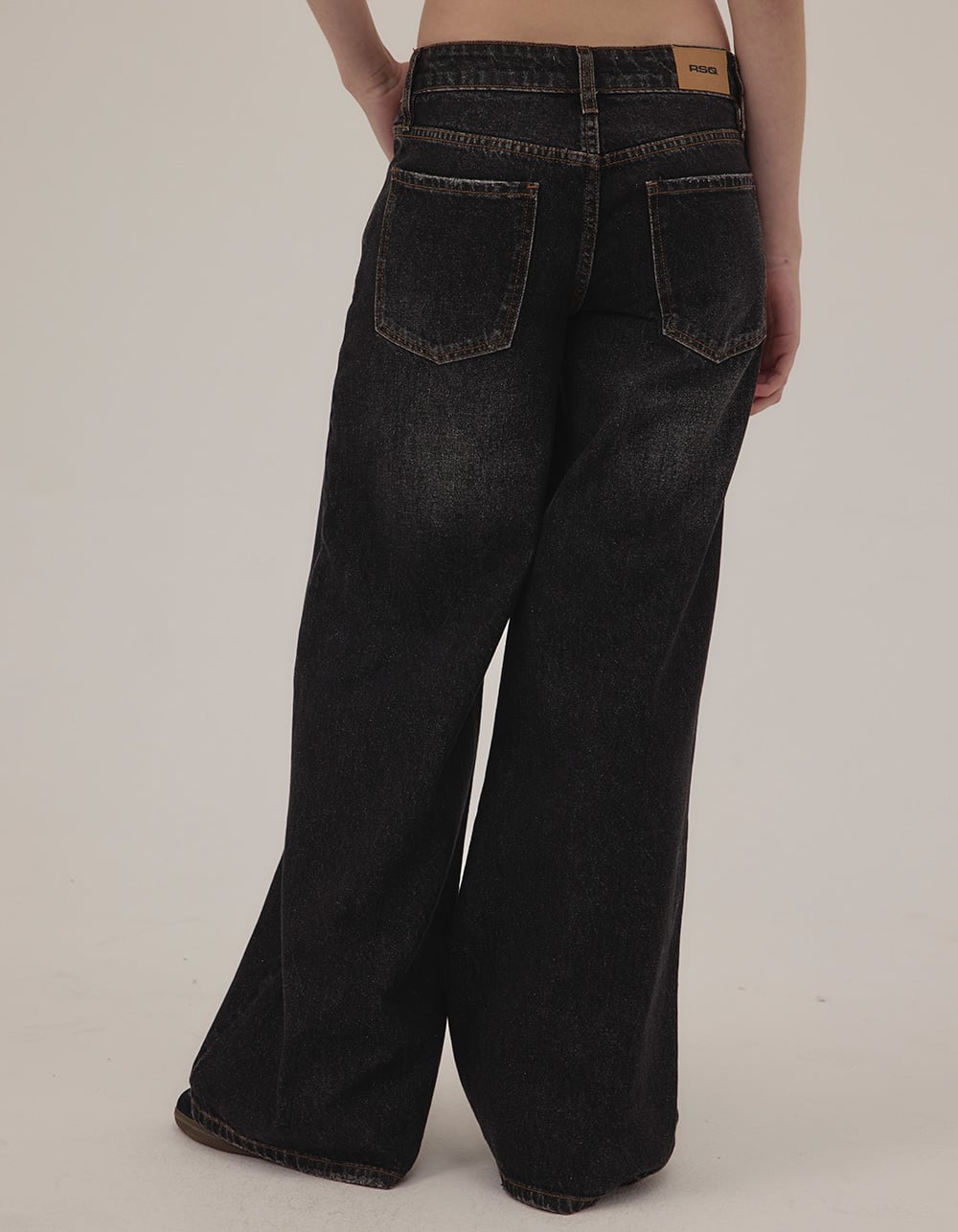 RSQ Womens Low Rise Baggy Jeans - WASHED BLACK