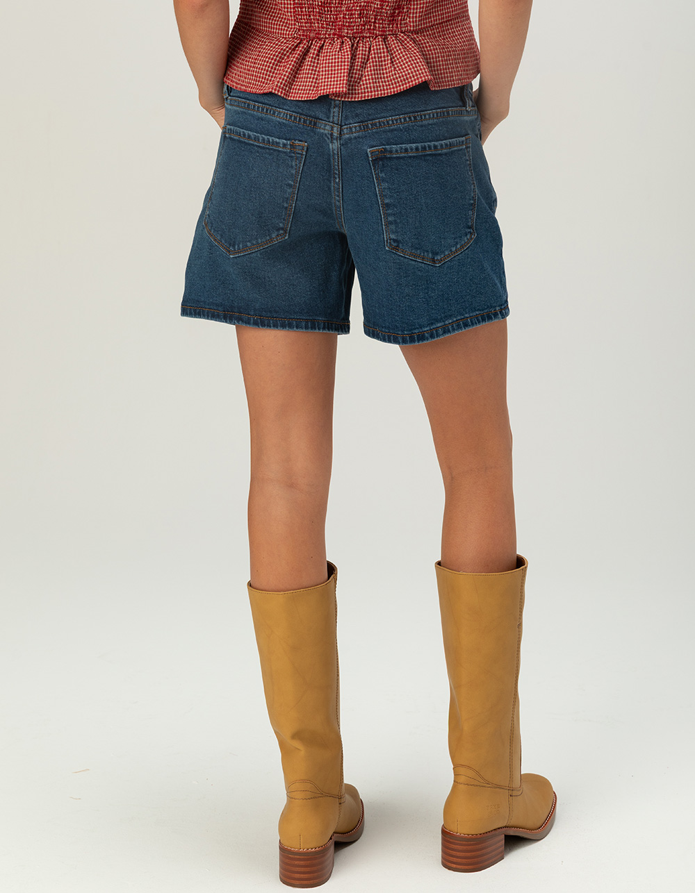 RSQ Womens Mid Rise Midi Shorts - Dark Wash