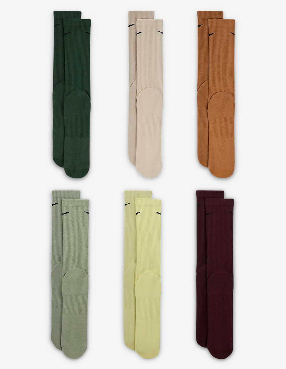 NIKE Everyday Plus Cushioned 6 Pack Crew Socks - CORAL COMBO
