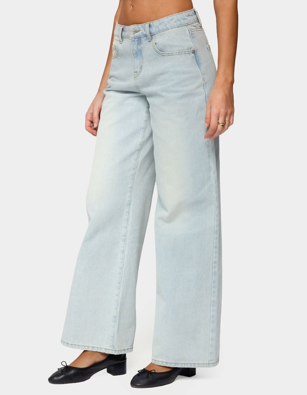 EDIKTED Ery Mid Rise Baggy Jeans - BLUE