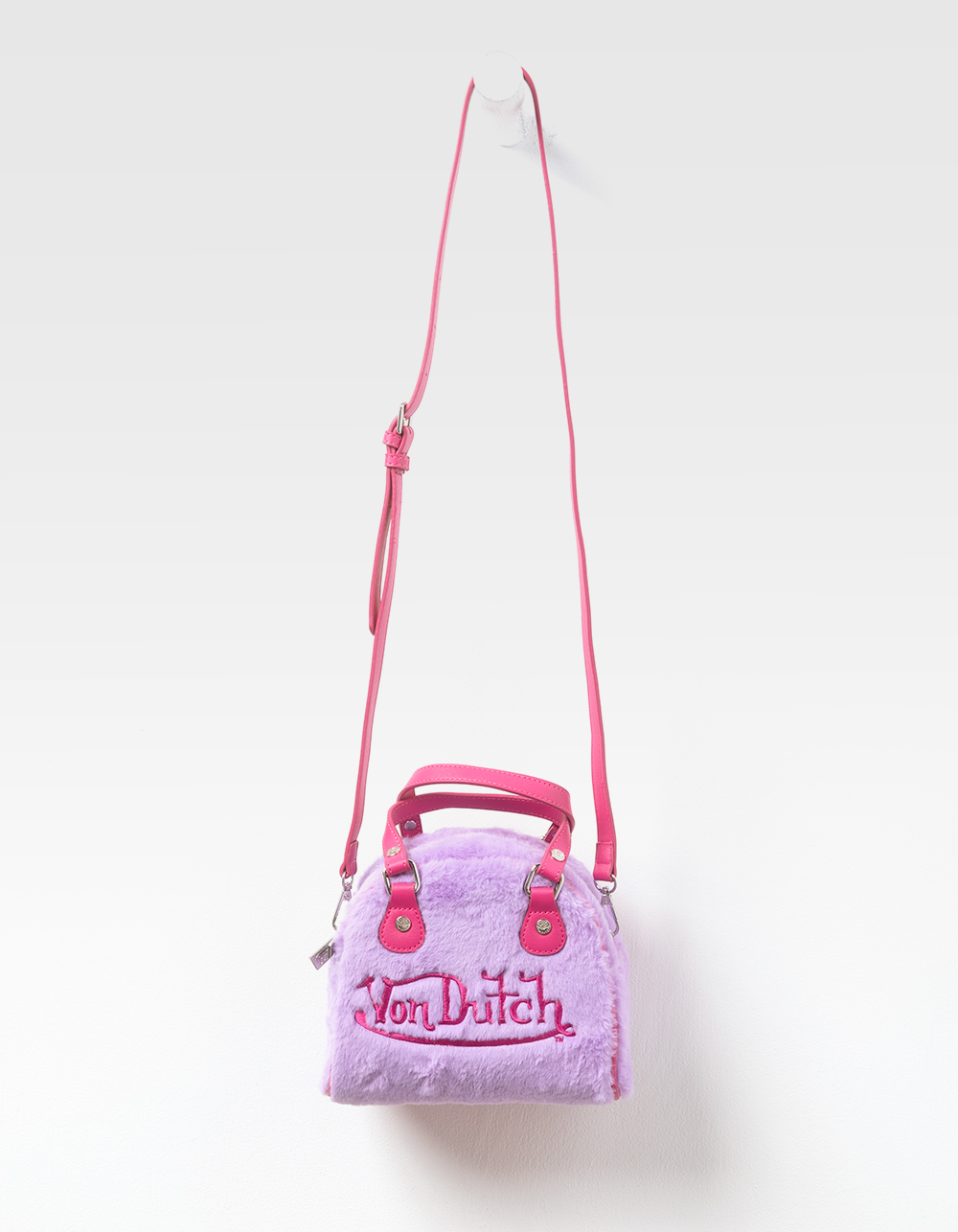 VON DUTCH Furry Bowling Bag - LAVENDAR