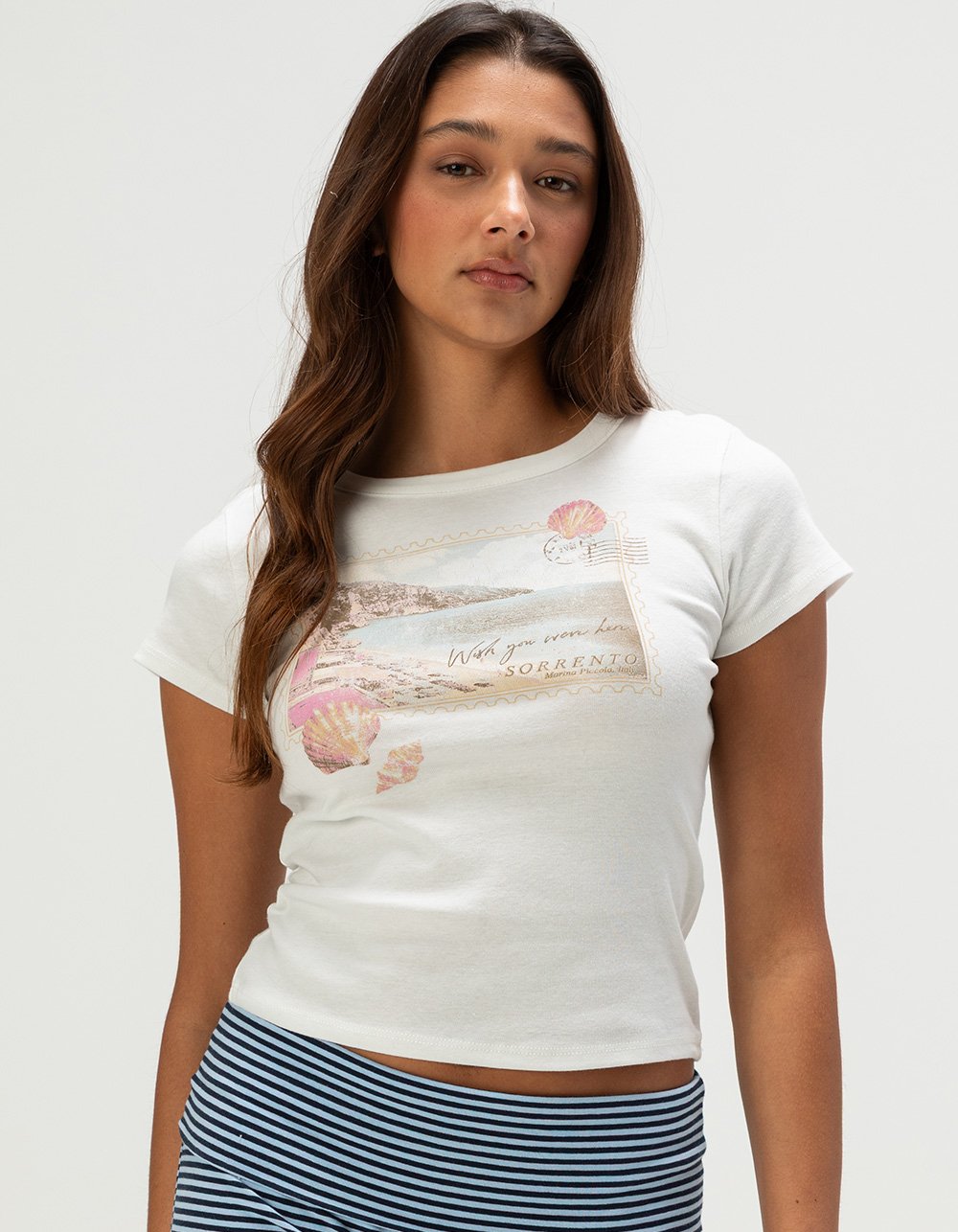 FULL TILT Sorrento Postcard Womens Tee - IVORY