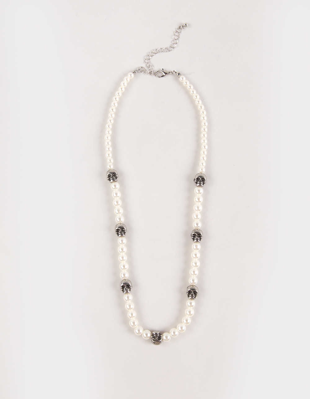 RSQ Skull/Pearl Beaded Necklace - IVORY