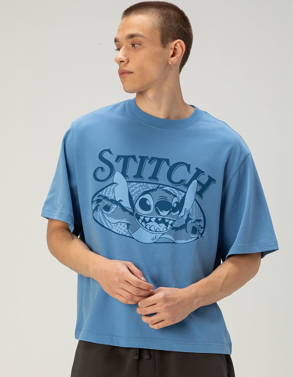 RSQ Disney Stitch Mens Boxy Tee - BLUE