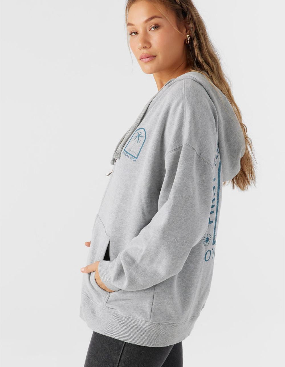 O'NEILL Byron Womens Oversized Zip-Up Hoodie - HEATHER GRAY