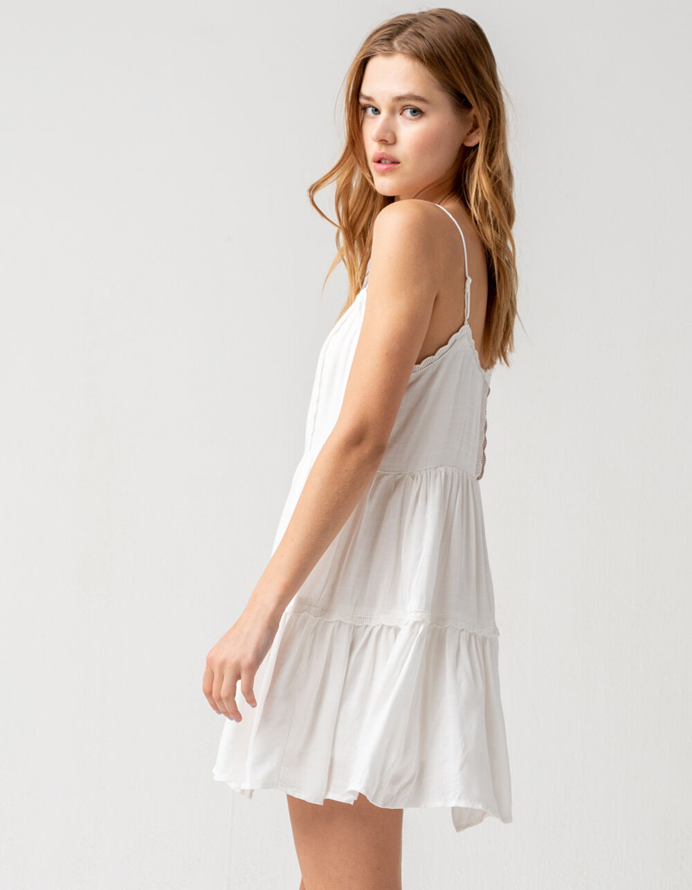 SKY AND SPARROW Solid Babydoll Dress - WHITE | Tillys