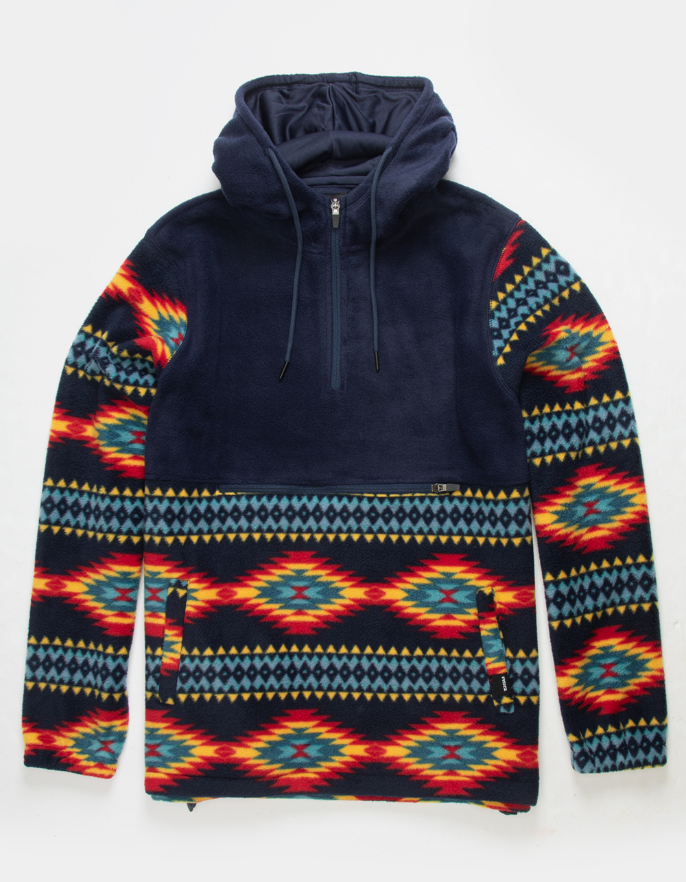 RSQ Mens Printed Polar Fleece Pullover Jacket - NAVY COMBO | Tillys
