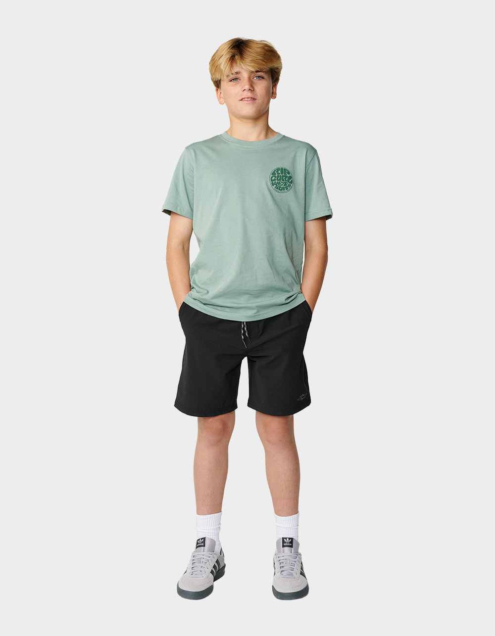 RIP CURL Boardwalk Phase Boys Volley Shorts - BLACK