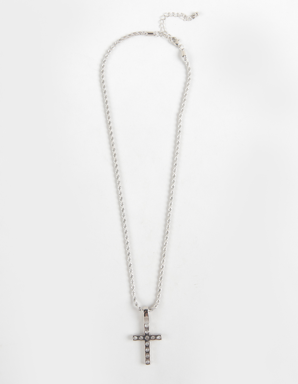 RSQ Iced Cross Rope Chain Necklace - SILVER