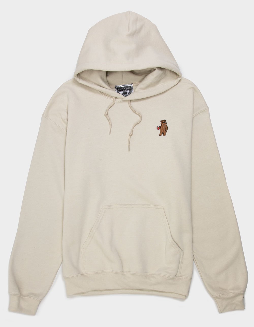 RIOT SOCIETY Bear Embroidered Mens Hoodie - SAND