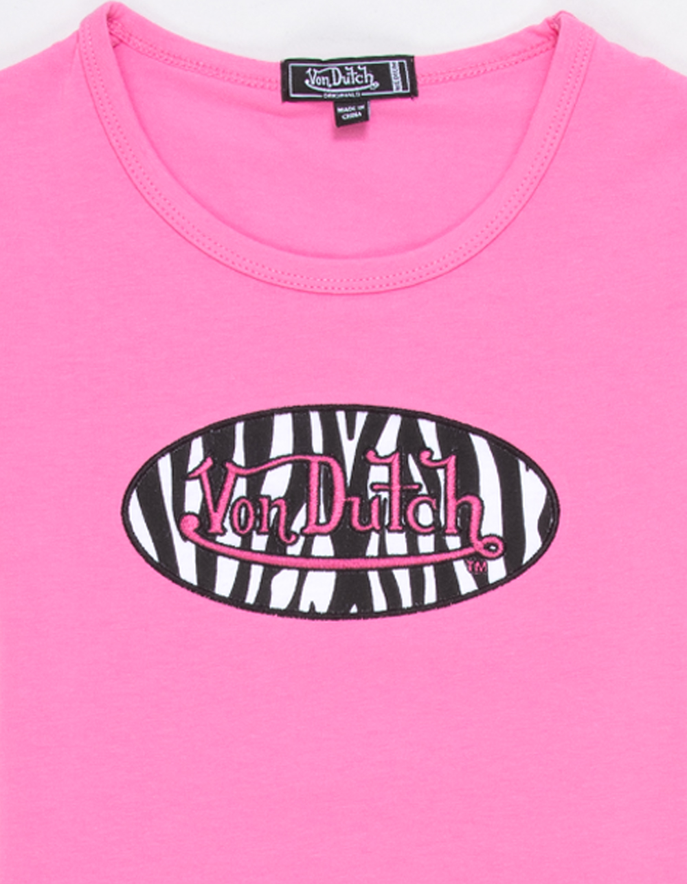 VON DUTCH Zebra Logo Girls Baby Tee - HOT PINK