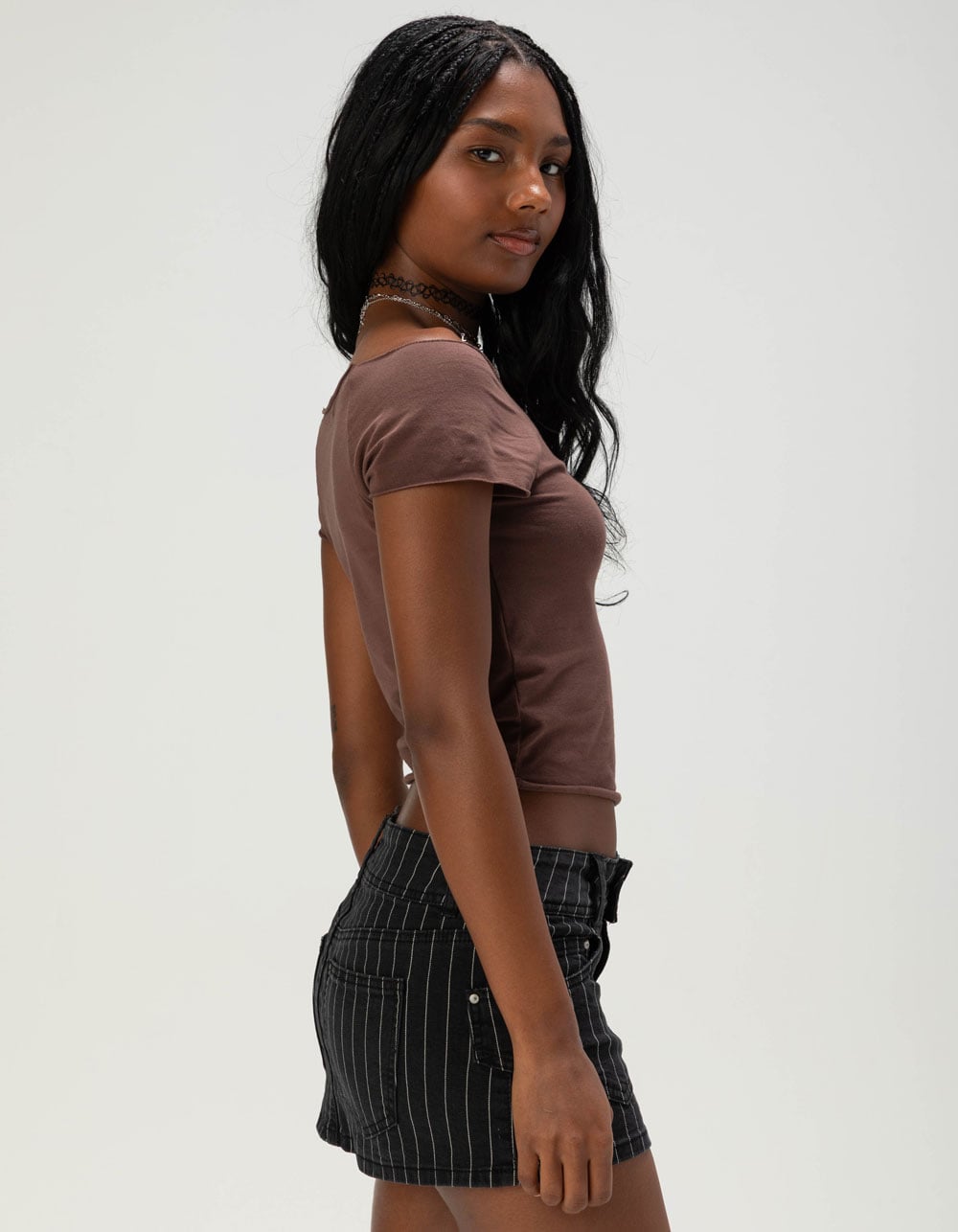TILLYS Raw Edge Womens Tee - BROWN
