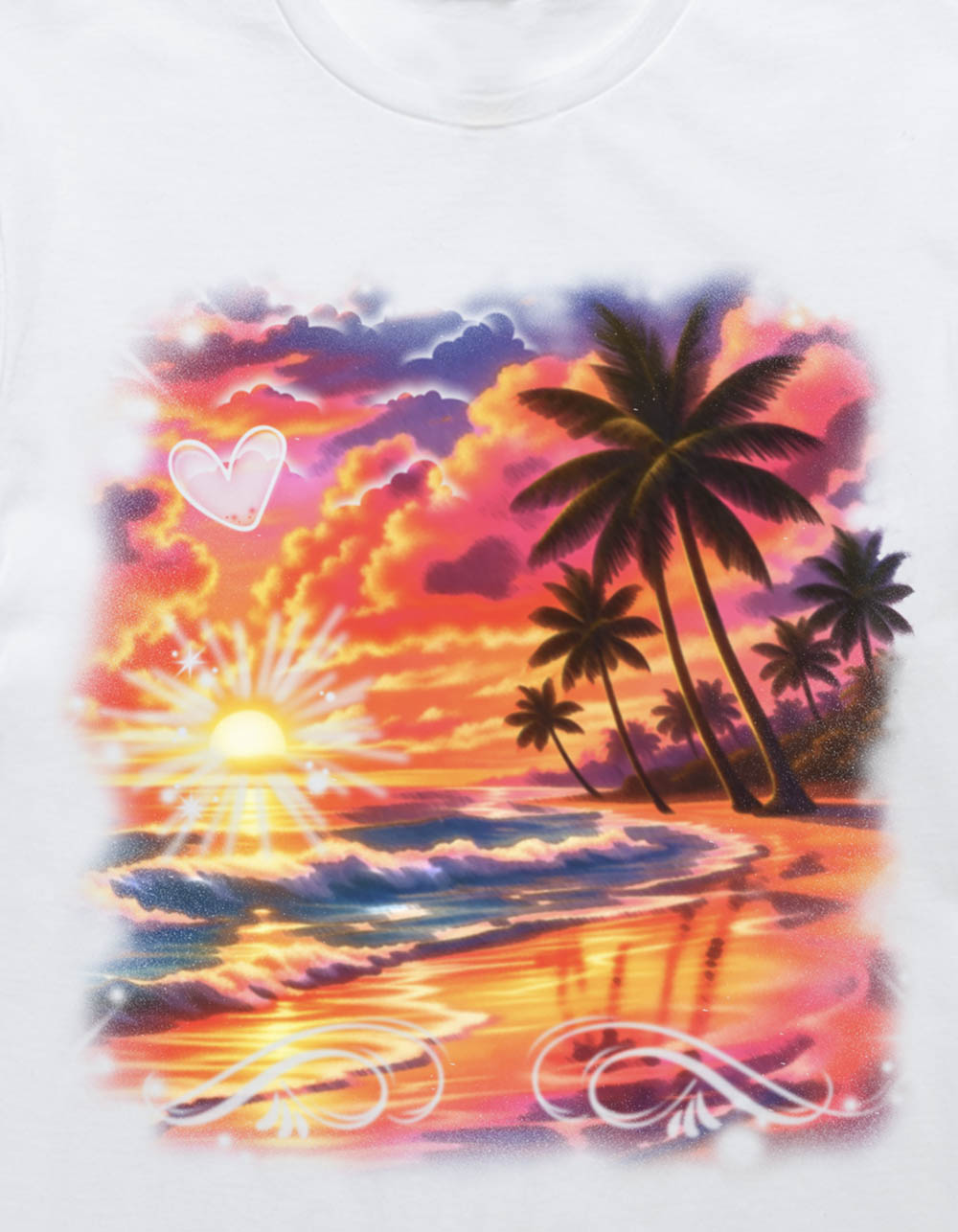 BEACH Sunset Airbrush Unisex Tee - WHITE