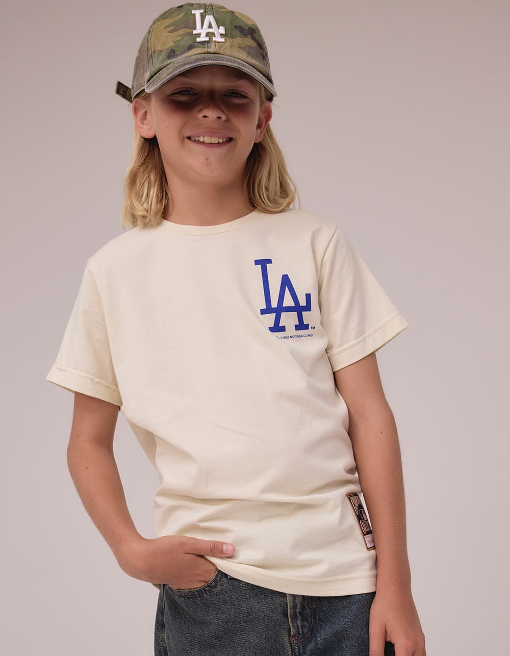 MITCHELL & NESS Los Angeles Dodgers Sport Magnet Boys Tee - NATURAL