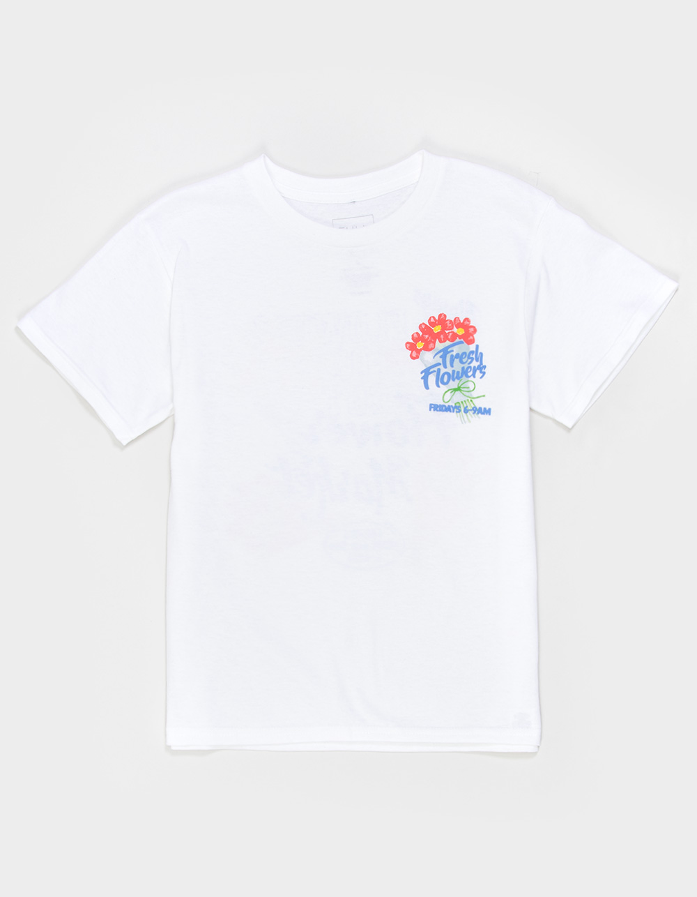 FULL TILT Flower Market Puff Ink Girls Boyfriend Tee - WHITE
