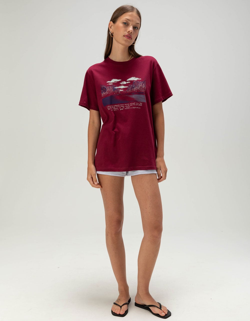 THE NORTH FACE Evolution Mountain Womens Tee - BURGUNDY