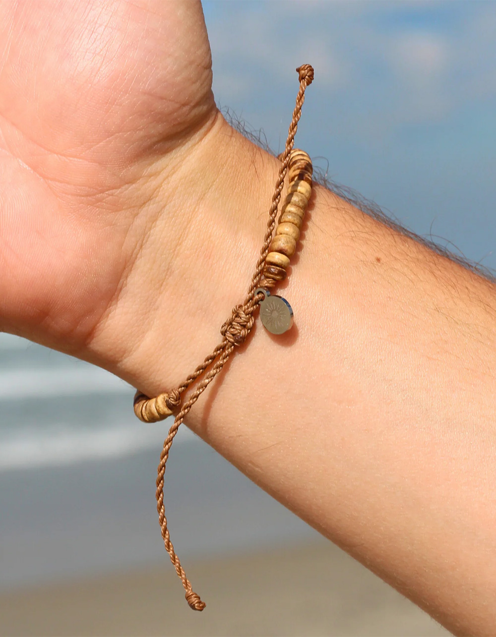 MAUKA Wood Beaded Bracelet - BROWN