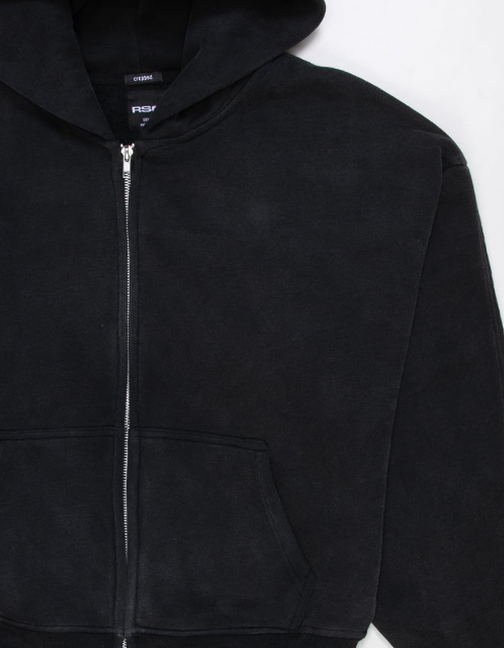 RSQ Mens Cropped Zip-Up Hoodie - WASHED BLACK