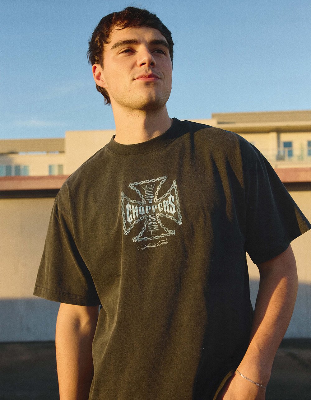 WEST COAST CHOPPERS Chained Up Mens Tee - WASHED BLACK