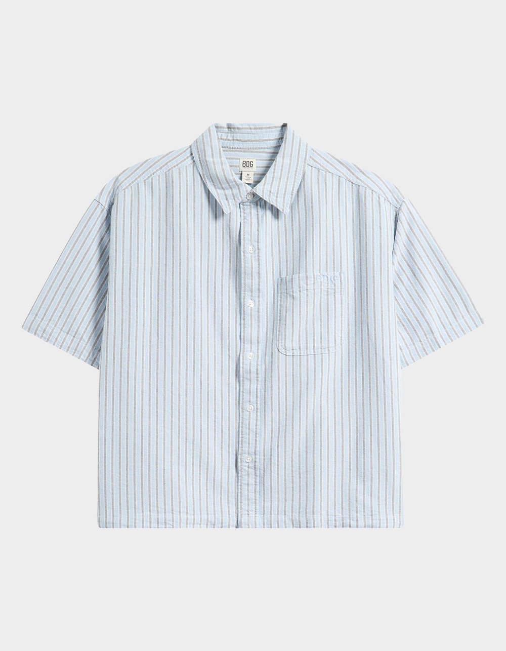 BDG Urban Outfitters Stripe Mens Boxy Button Up Shirt - BLUE COMBO