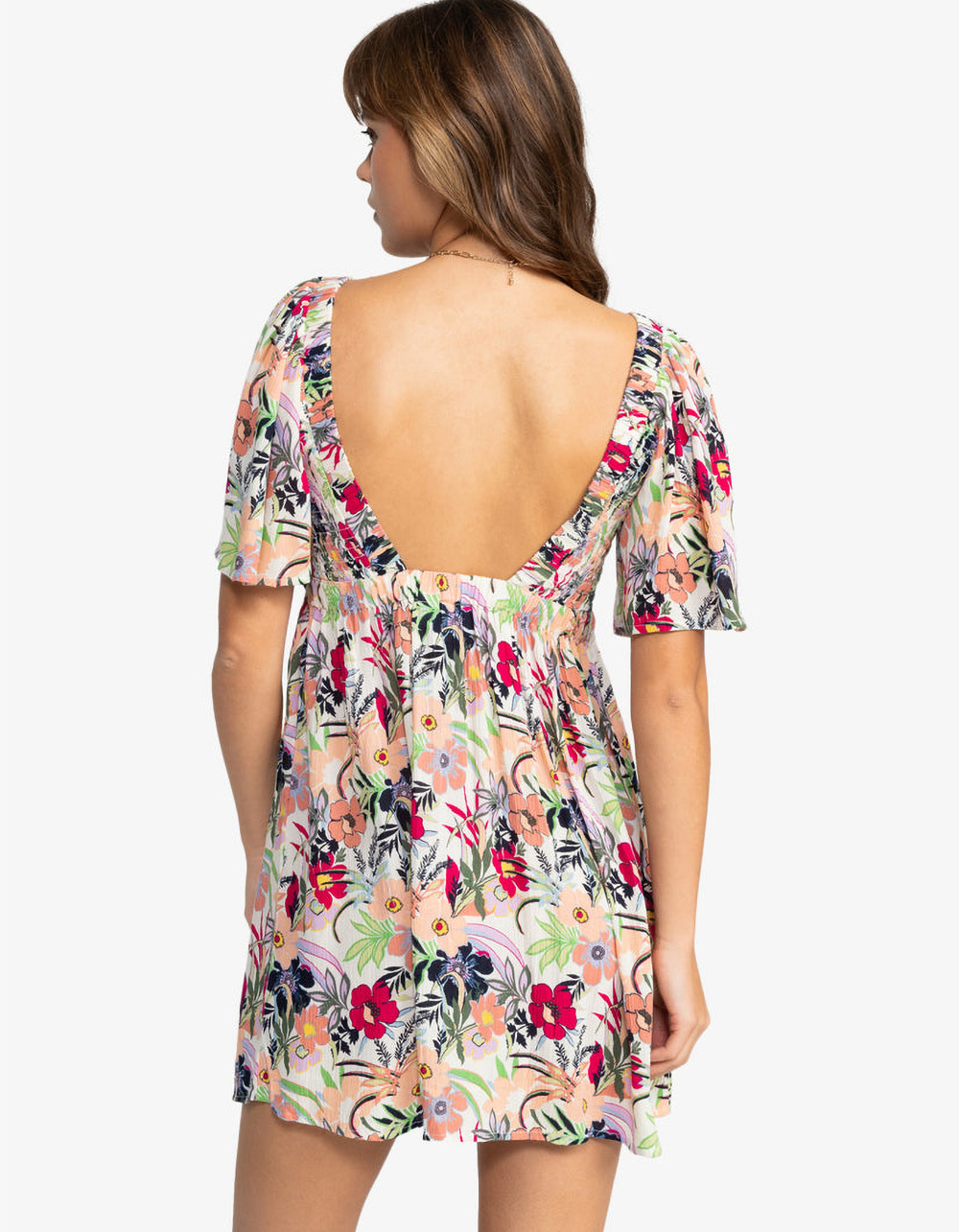 ROXY Golden Dawn Womens Smocked Dress - WHITE COMBO