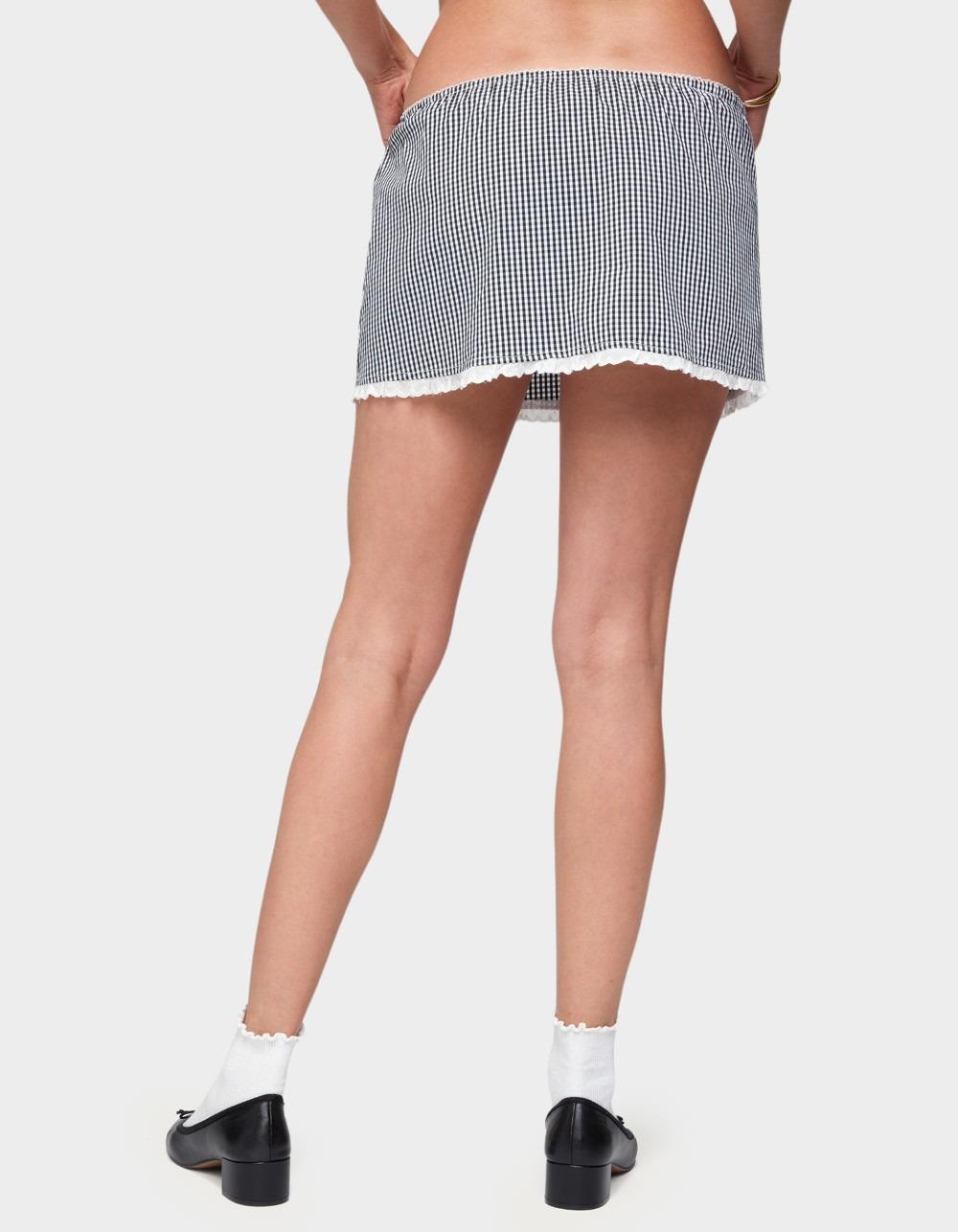 EDIKTED Paige Gingham Mini Skort - BLACK