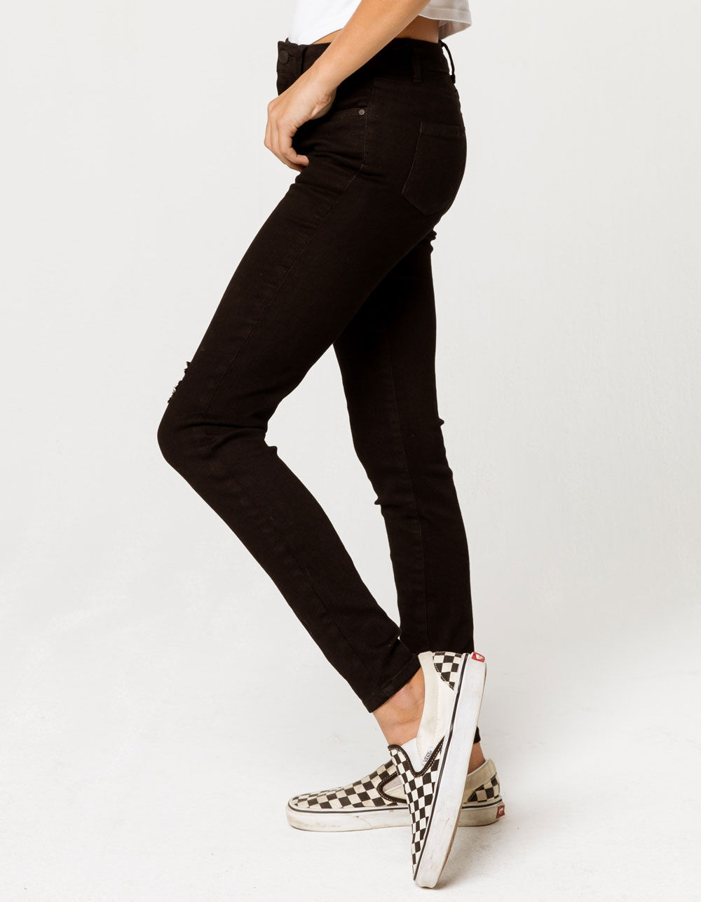 RSQ Super High Rise Ripped Girls Black Jeggings - BLACK