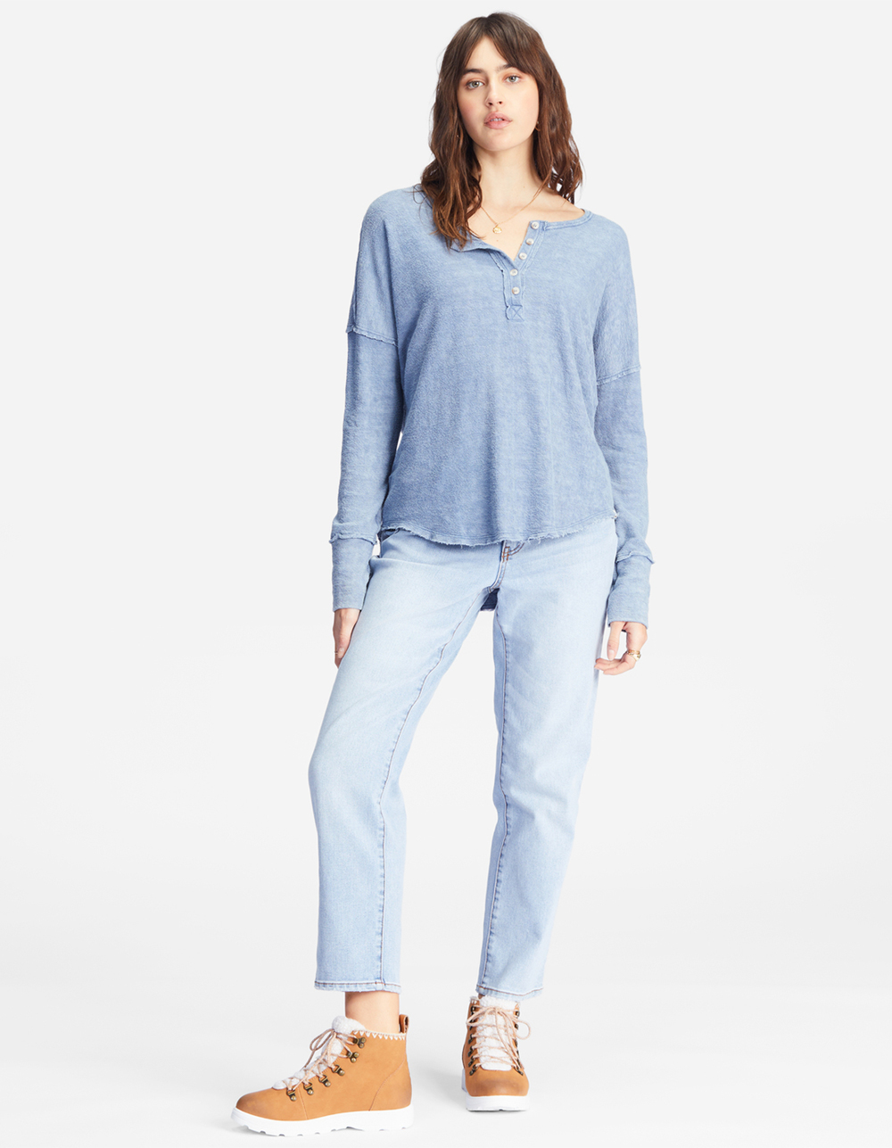 BILLABONG New Anyday Womens Henley Top BLUE Tillys