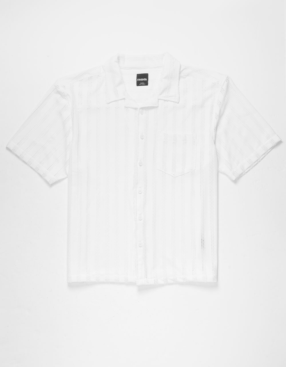 RSQ Mens Open Stripe Button Up Shirt - WHITE