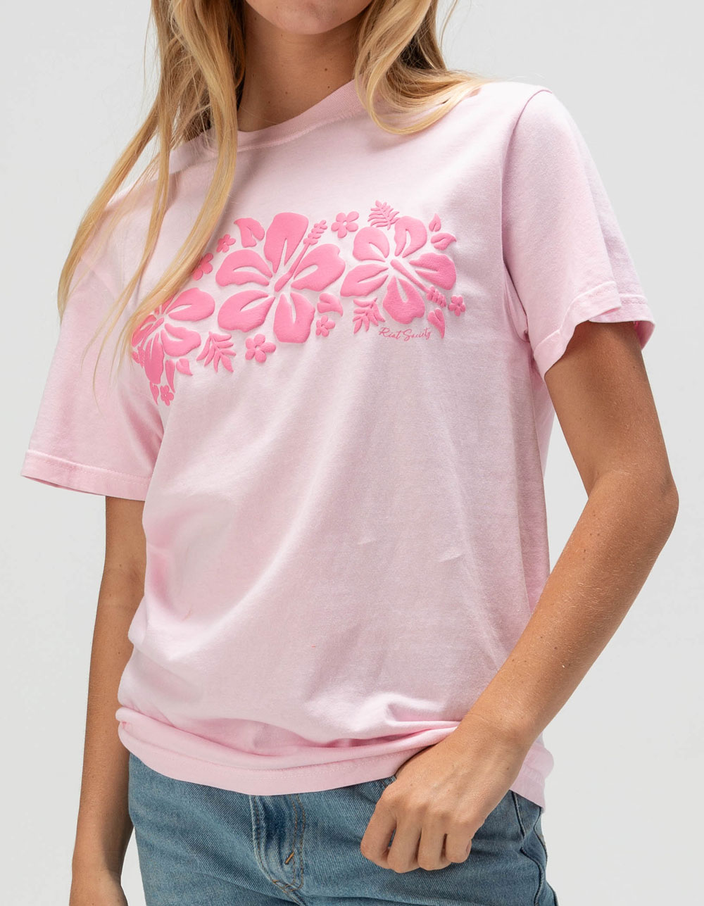 RIOT SOCIETY Hibiscus Womens Puff Ink Tee - PINK