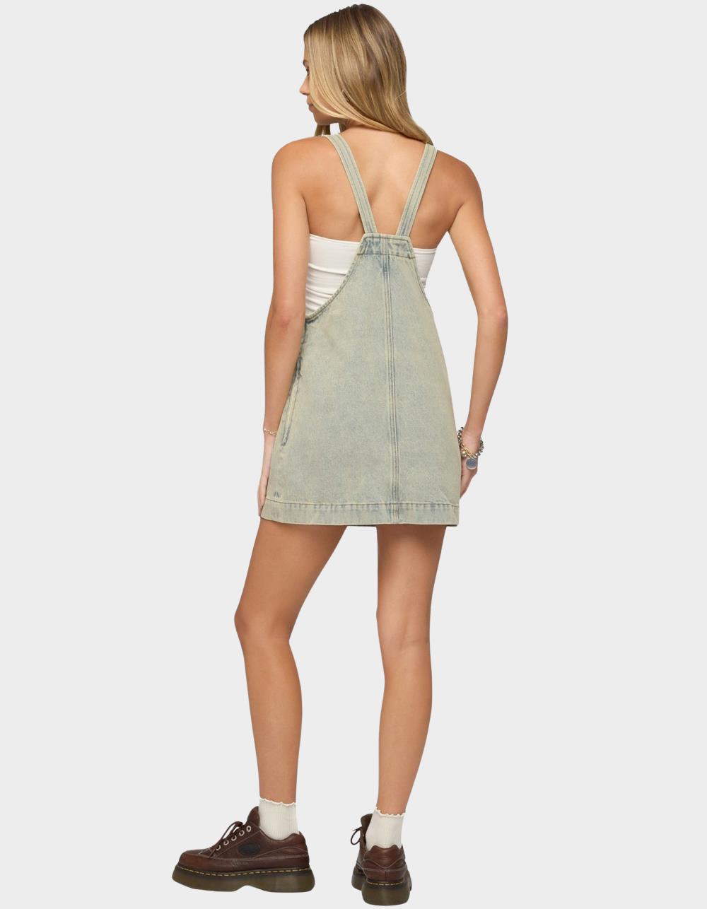 edikted denim overall dress denim overalls dress Edikted Overall Denim Mini Dress