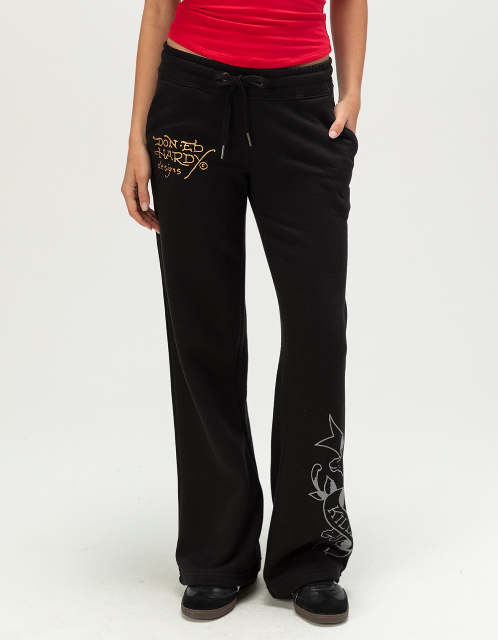 ED HARDY Heart Snake Womens Sweatpants - BLACK