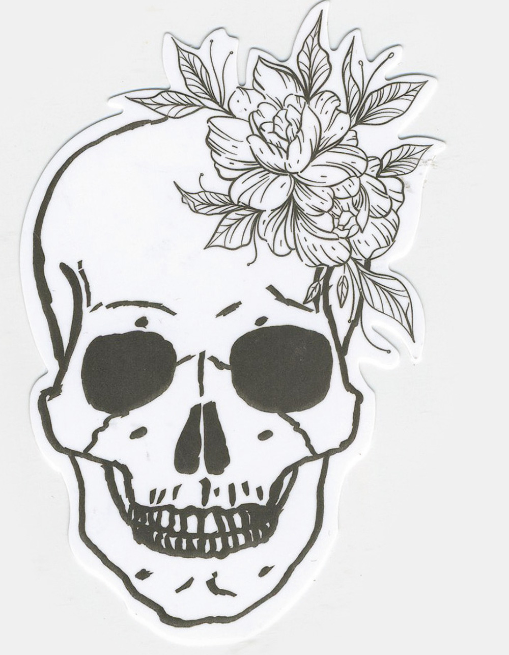 Skeleton Floral Head Sticker - BLACK