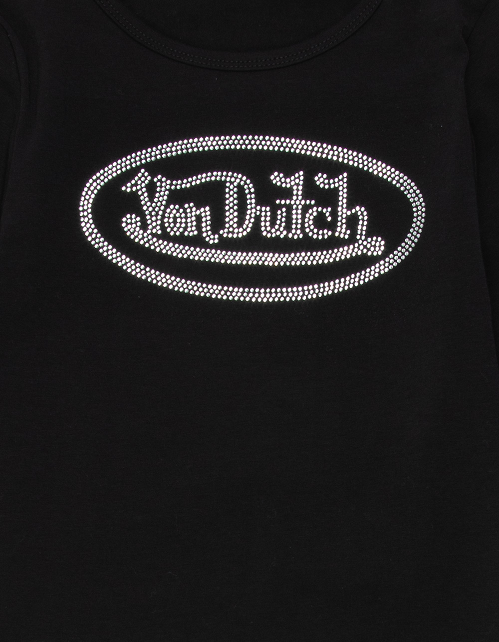 VON DUTCH Rhinestone Girls Long Sleeve Top - BLACK